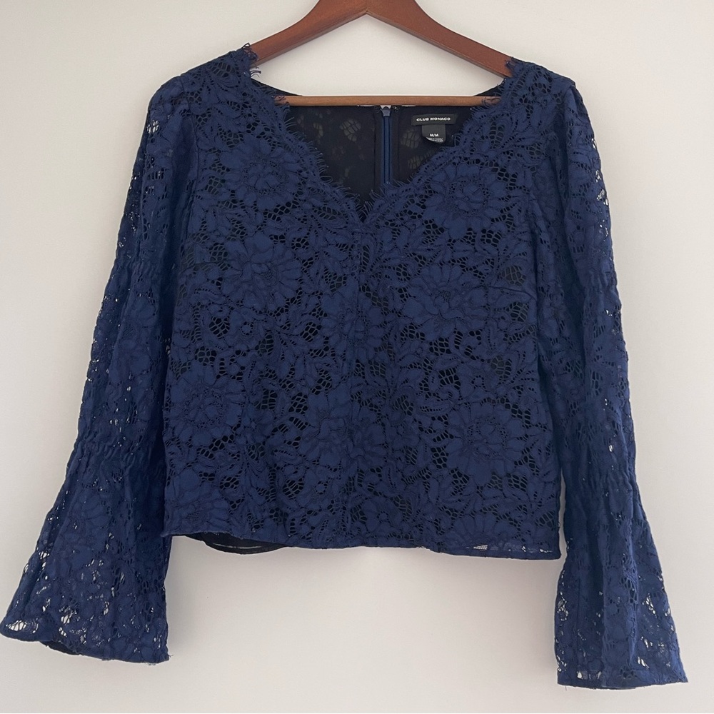 Club Monaco Blue Lace Top